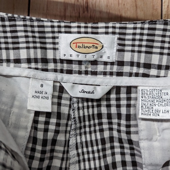 TALBOTS STRETCH CAPRIS GINGHAM BLACK WOMENS SIZE 8 vintage - Picture 4 of 5